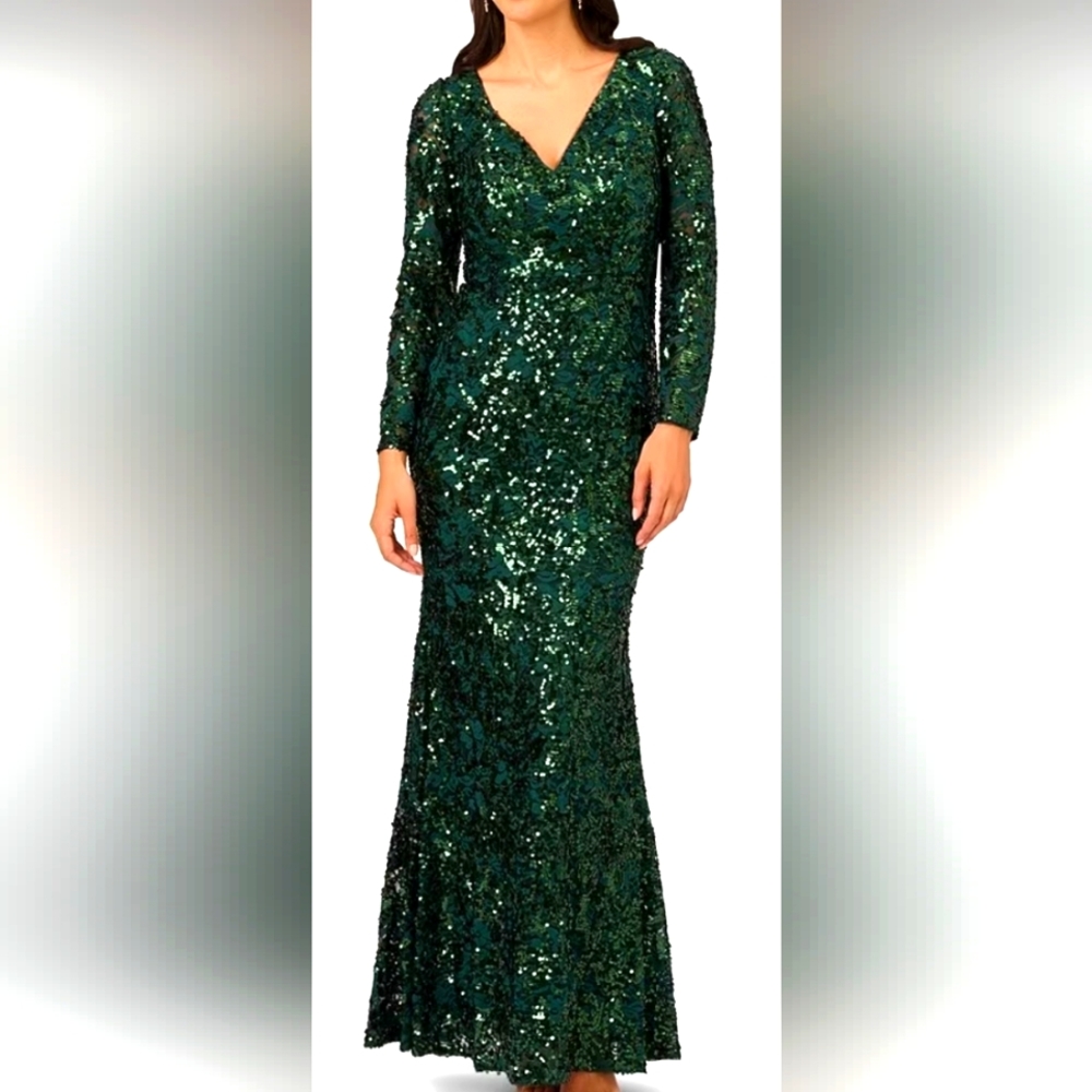 Adrianna PapellStretch Sequin Lace Dress